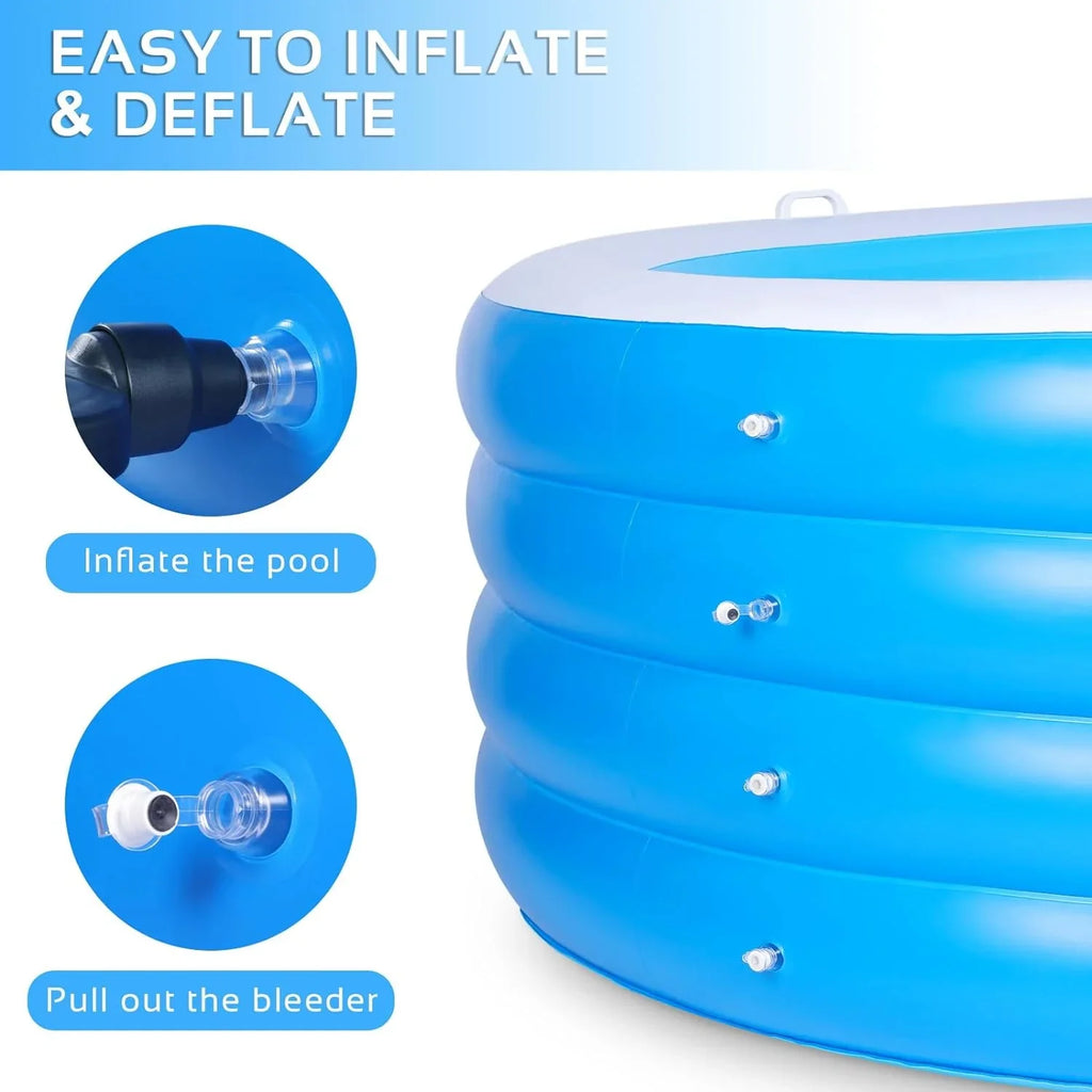 Inflatable Swimming Pool, 70"x30" Large Deep Round Inflatable Pool with Handles Family Pool, Summer Liquid Party, Kids, Outdoor, Garden Backyard, Suitable for Adults & 3+ Year Olds (Blue)