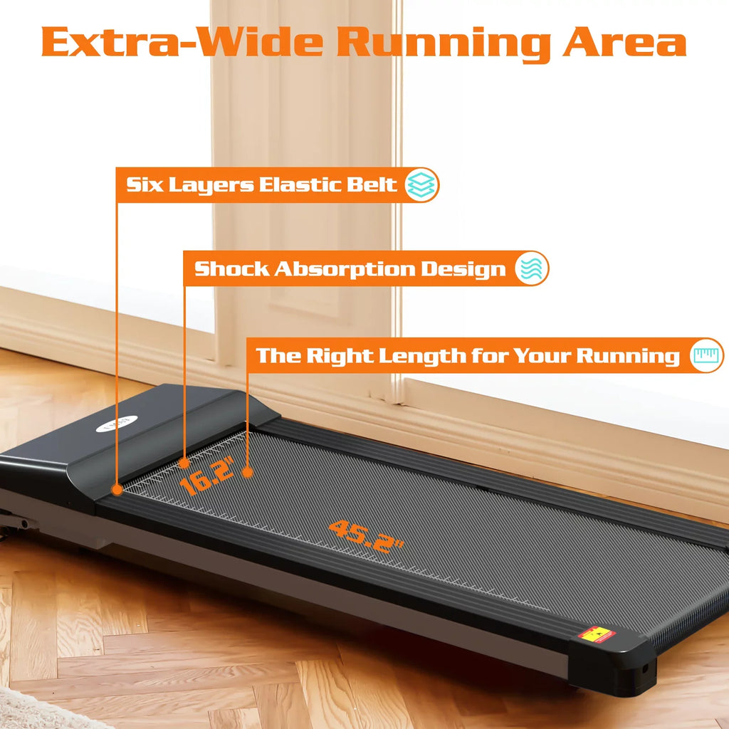 CoSoTower Portable Treadmill Under Desk Walking Pad Flat Slim Treadmill with LED Display & Sport APP, Running Machine for Apartment and Small Space without Assembling