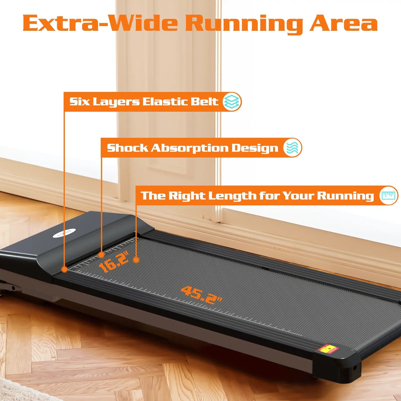 CoSoTower Portable Treadmill Under Desk Walking Pad Flat Slim Treadmill with LED Display & Sport APP, Running Machine for Apartment and Small Space without Assembling