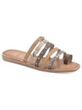 DOLCE VITA Womens Beige Snake Toe-Loop Strappy Studded Kaylee Square Toe Wedge Slip On Slide Sandals Shoes 6.5 M