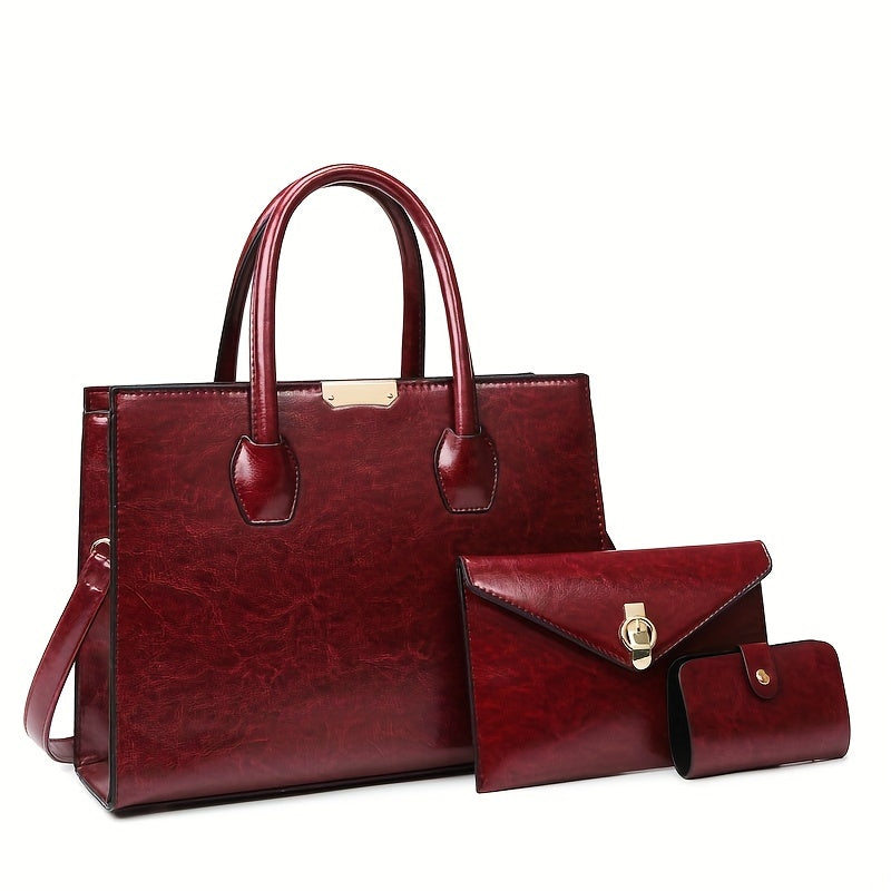 MICHROE Vintage Vegan Tote Bag Set Top Handle Satchel Women‘s Luxury Handbag Shoulder Purse & Crossbody Bag