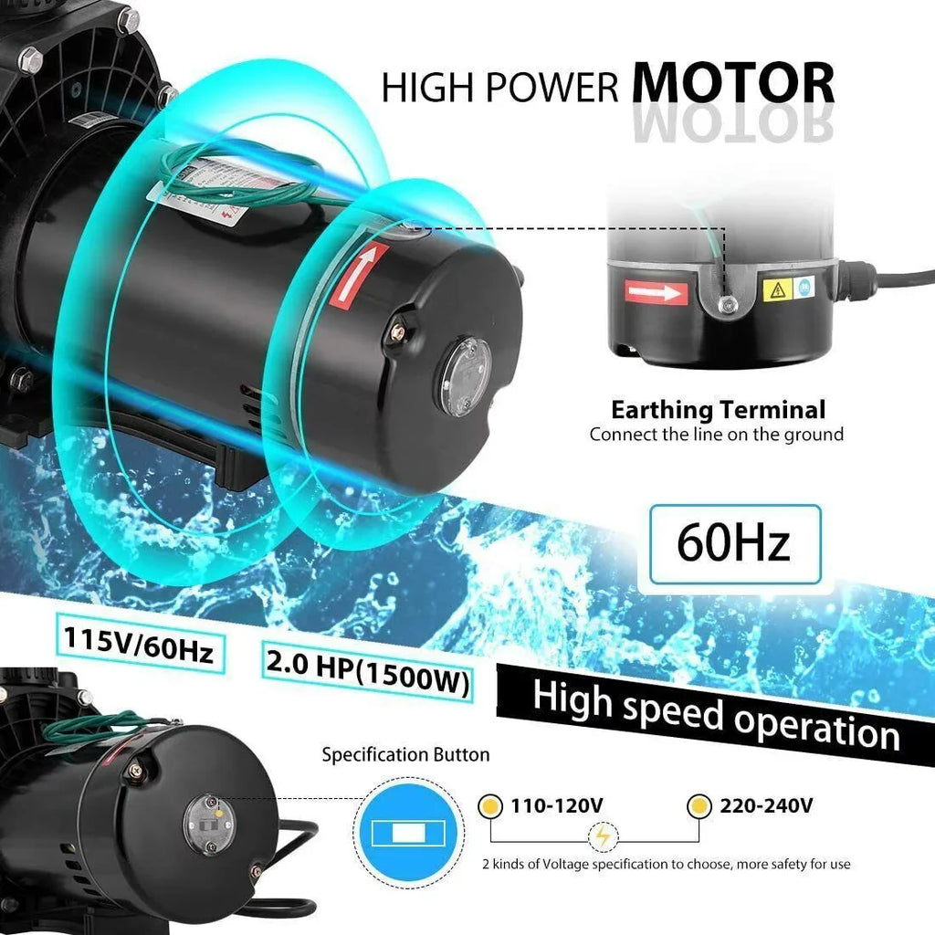 Denest Hbp1500ⅱ 2.0hp 1500w Inground/ Above Ground Swimming Pool Pump with Strainer Basket and Connectors