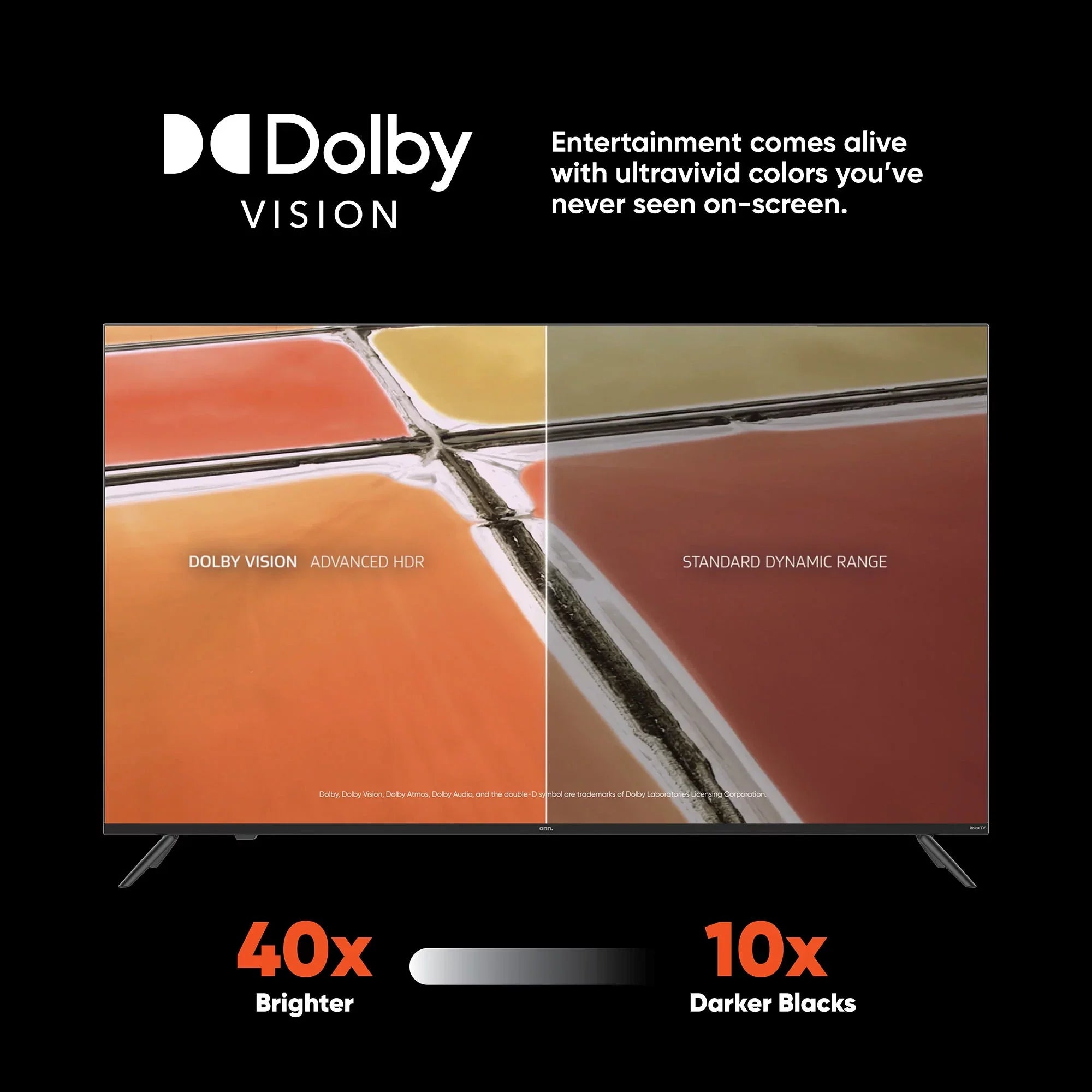 onn. 50” QLED 4K UHD (2160p) Roku Smart TV with Dolby Atmos, Dolby Vision, Local Dimming, 120hz Effective Refresh Rate, and HDR (100071700)