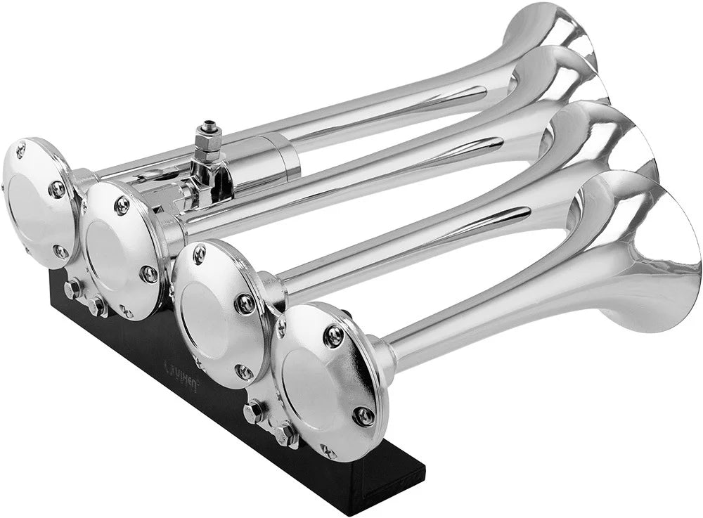 Vixen Horns Train Horn Kit for Trucks/Car/Semi. Complete Onboard System- 200psi Air Compressor, 3 Gallon Aluminum Tank, 4 Trumpets. Super Loud dB. Fits Vehicles like Pickup/Jeep/SUV VXO8330APRO/4124XC
