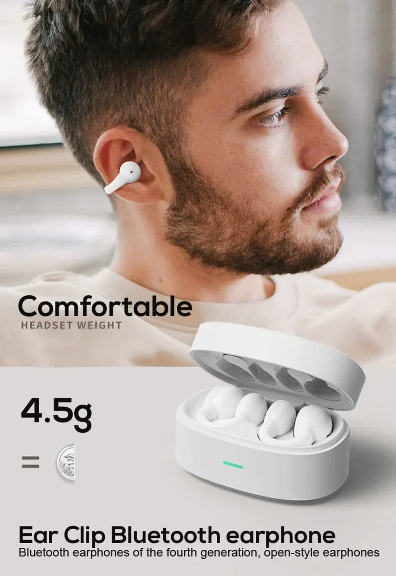 Wireless Ear-Clip TWS Earphones for Kyocera DuraForce Pro 3 Phone - Bluetooth Earbuds True Stereo Charging Case Hands-free Mic Headset N8O Compatible With DuraForce Pro 3 (2023) Model