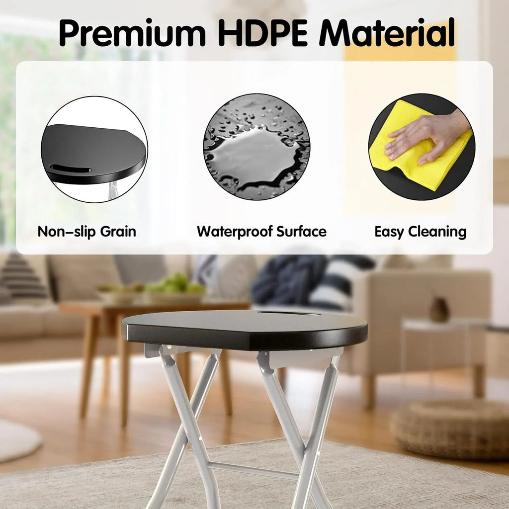 MIDDOW SILKYDRY Folding Stool, 28'' Foldable Counter Bar Stools for Adults Portable with Handle, Heavy Duty Metal Collapsible Stool Chair Barstools for Kitchen, Outdoor & Camping, 330 lbs Capacity