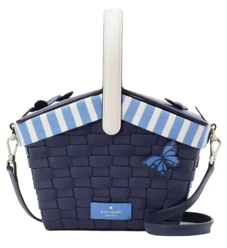 Kate Spade Novelty Butterfly Flutter Fly Picnic Basket Bag Blue