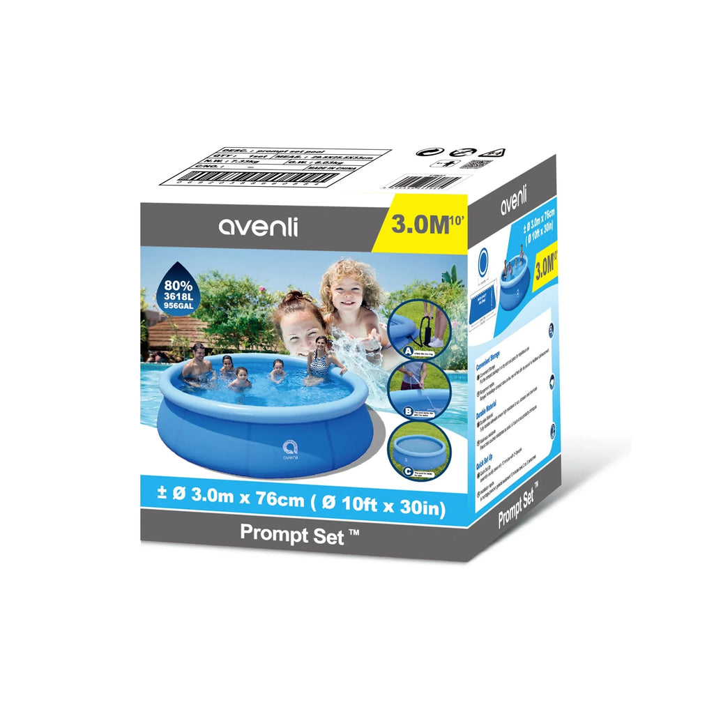 JLeisure 10' x 30" Prompt Set Inflatable Pool w/Clean Plus Filter Pump
