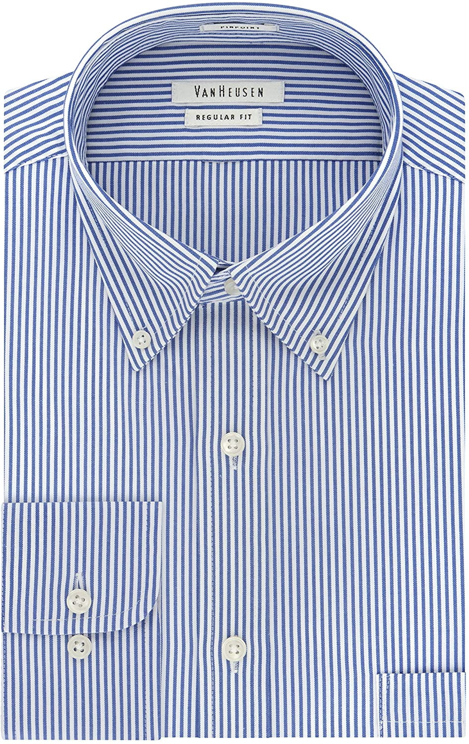 Van Heusen Mens Dress Shirt Regular Fit Pinpoint Stripe 15.5 Neck 34-35 Sleeve Blue