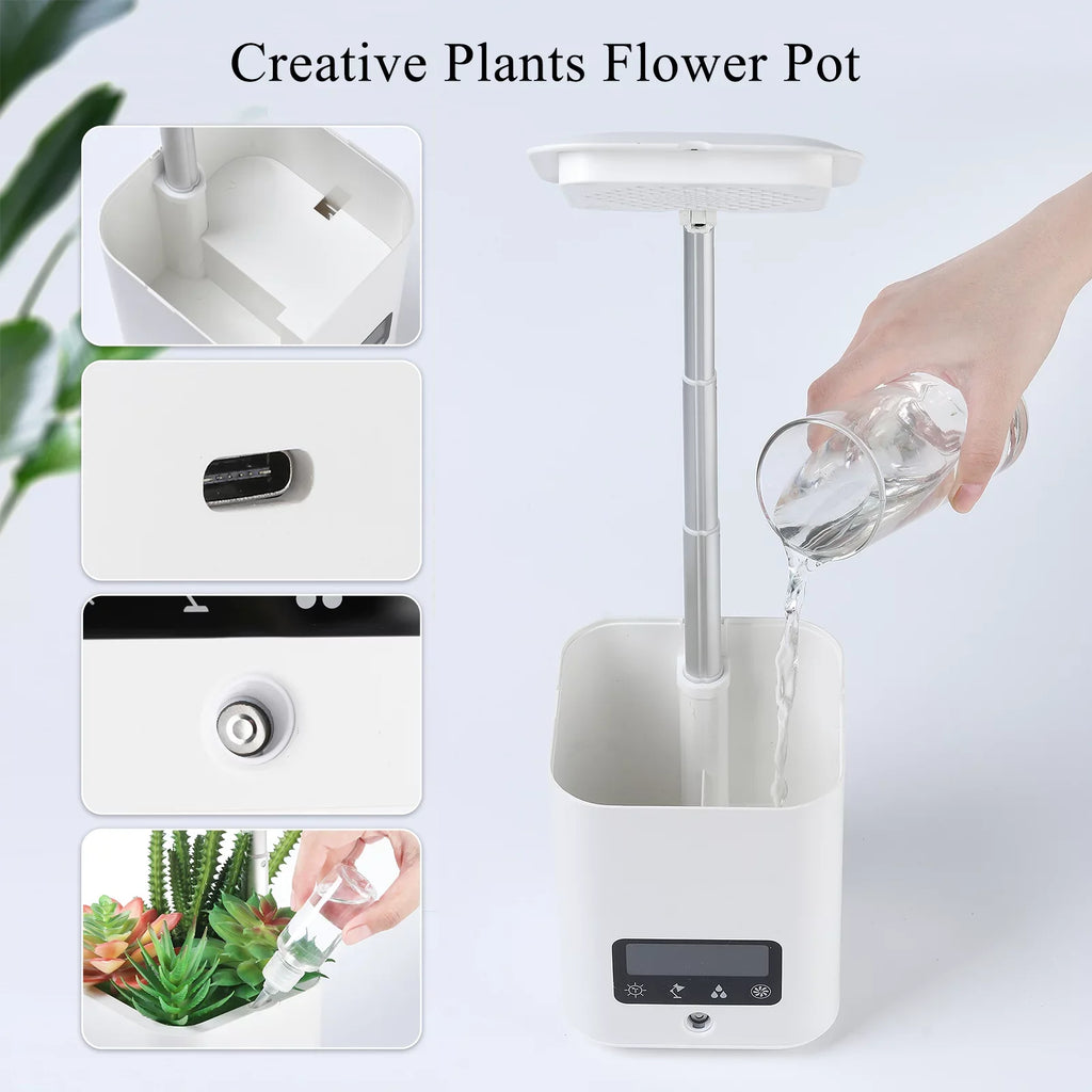 Htovila Smart Planter for Indoor Plants Indoor Garden Grow with Table Desk Lamp Humidifier Automatic Hydroponics Kit Planters for Herb Small Plants