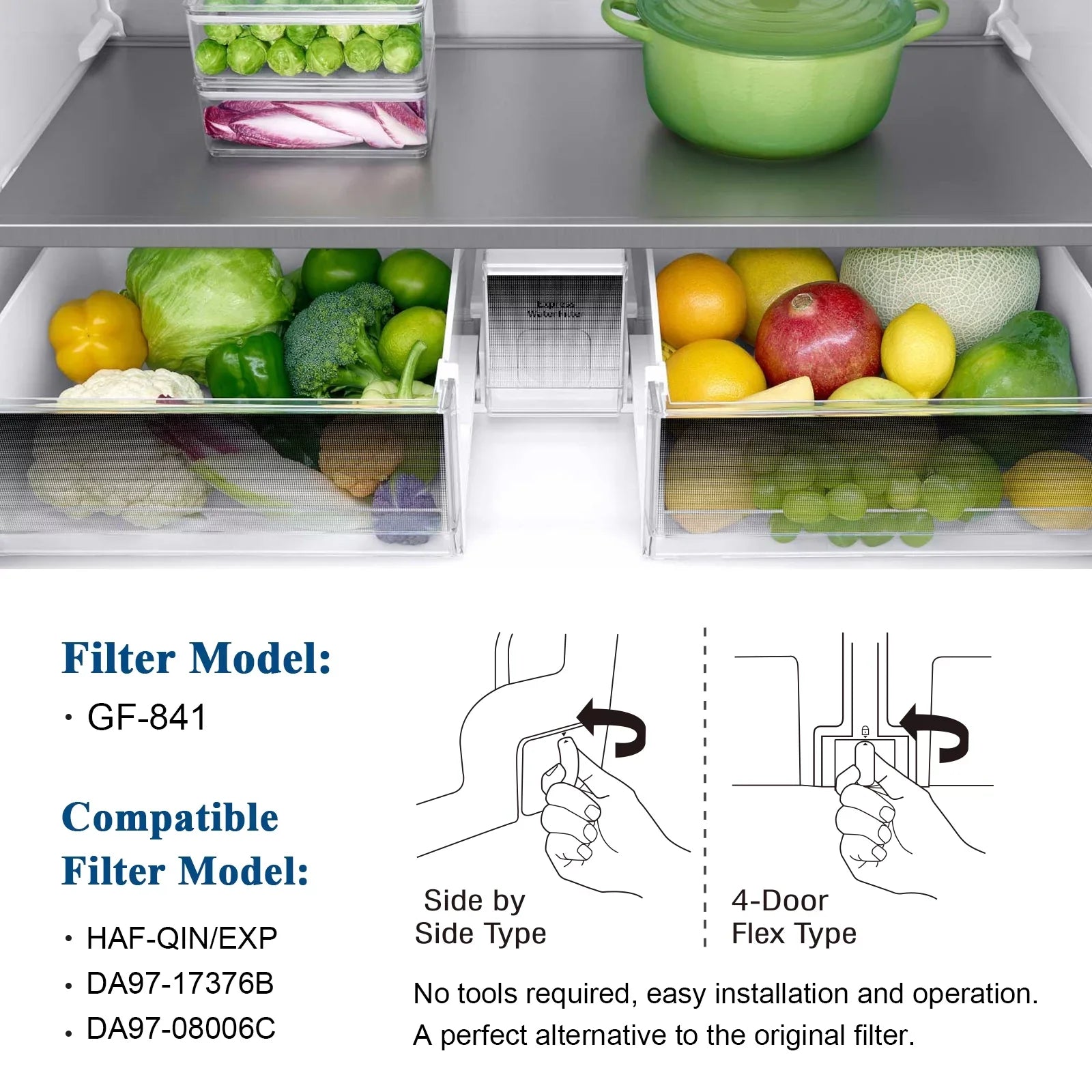 GLACIER FRESH DA97-17376B HAF-QIN Refrigerator Filtered Liquid Filter Replacement for HAF-QIN/EXP, DA97-08006C, RF23M8070SG, RF23M8070SR, RF23M8090SG, RF23M8090SR (6Pack)