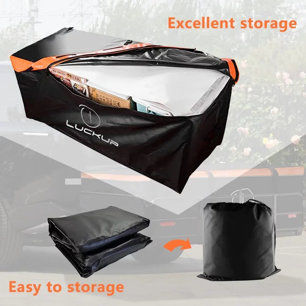 LUCKUP Trailer Hitch Cargo Bag Hitch Cargo Carrier Bag 20 Cubic Feet 100% Fluid Include 6 Reinforced Straps Reflective Strip Design, Fits All Vehicles with Steel Cargo Basket, 59Lx24Wx24H,560L