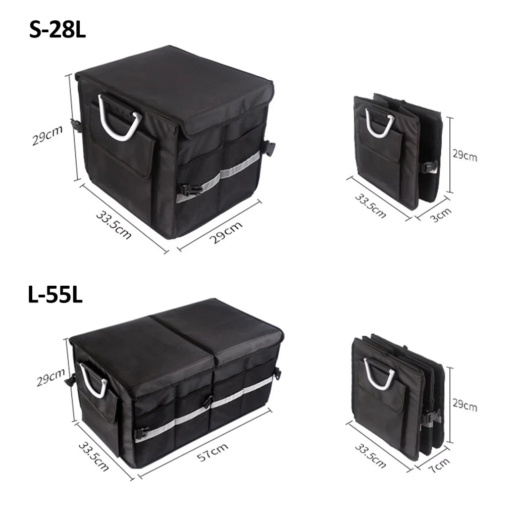 Walmart Car Trunk Storage Box with Reflective Strip 55L Convenient and Spacious Automotive Cargo Organizer for Your Car