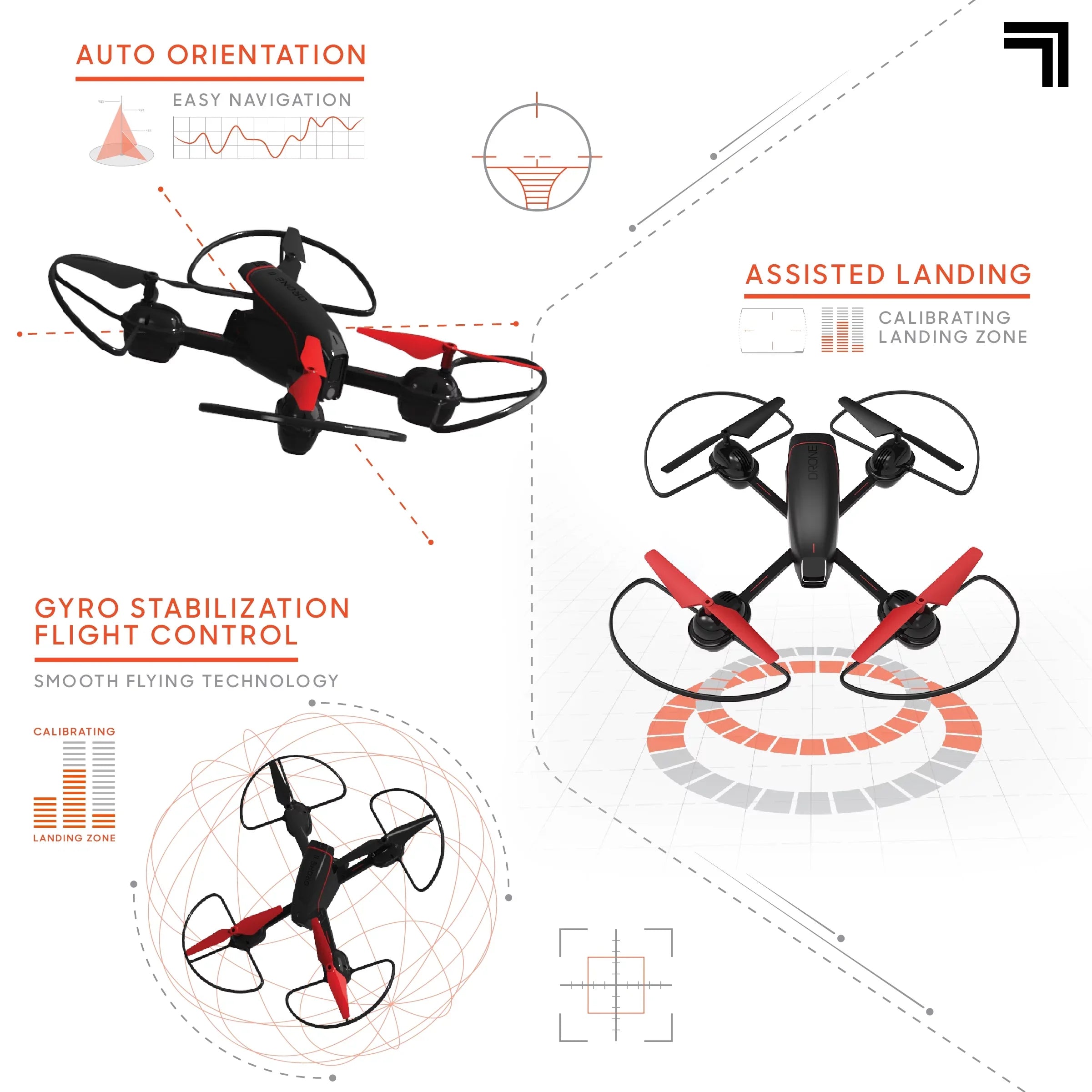 SHARPER IMAGE 2.4GHz RC Mach 10inch Drone with Stream Camera, Remote Controlled Quadcopter with Assisted Landing, Wireless and Rechargeable