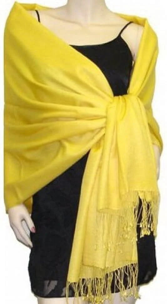 Set of 10 Yellow Pashmina Scarf Shawl, Bridesmaid Shawl, Bridal Wrap, Wedding Shawl