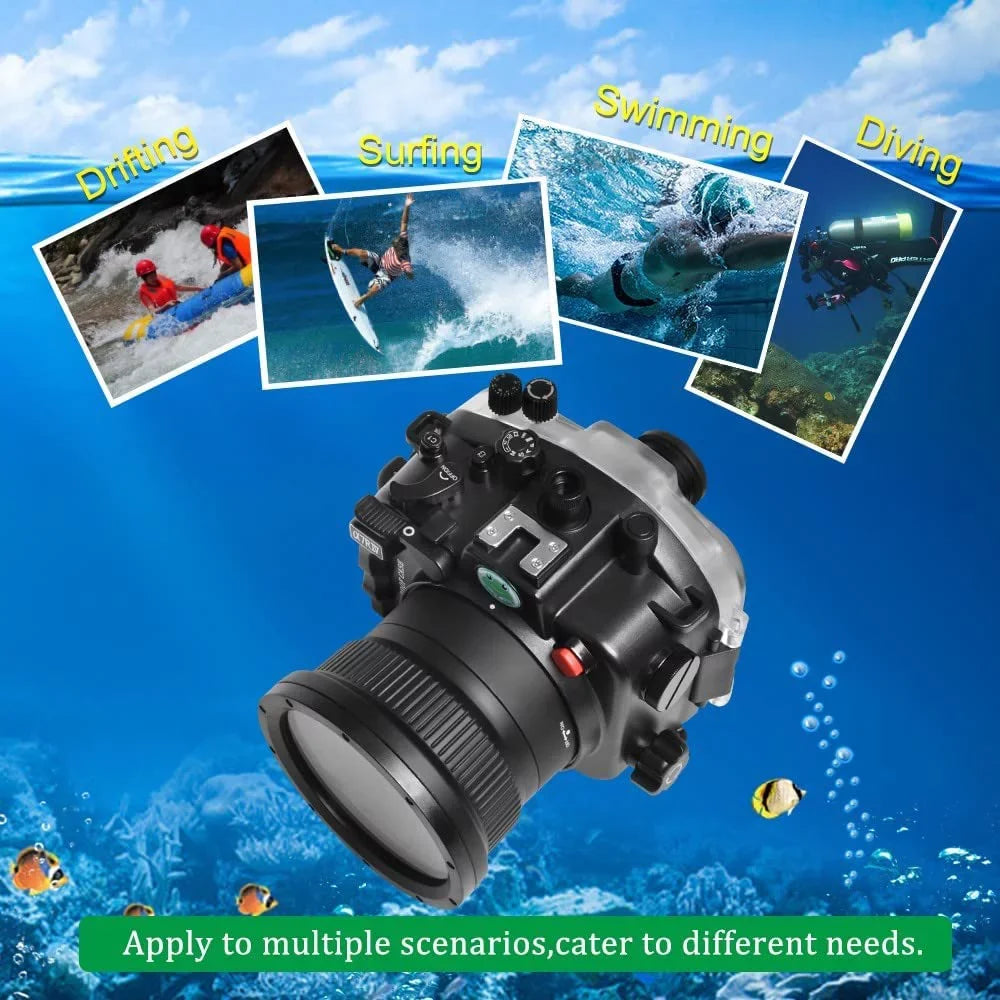 Seafrogs [40M/130FT] Liquid Housing Fluid Case w/ 6 Inch Dome Port Kit for A7R IV A7R4 ILCE-7R IV Compatible with FE 16-35mm F/4 28-70mm F3.5-5.6, 12-24mm F4 G Lens-Black