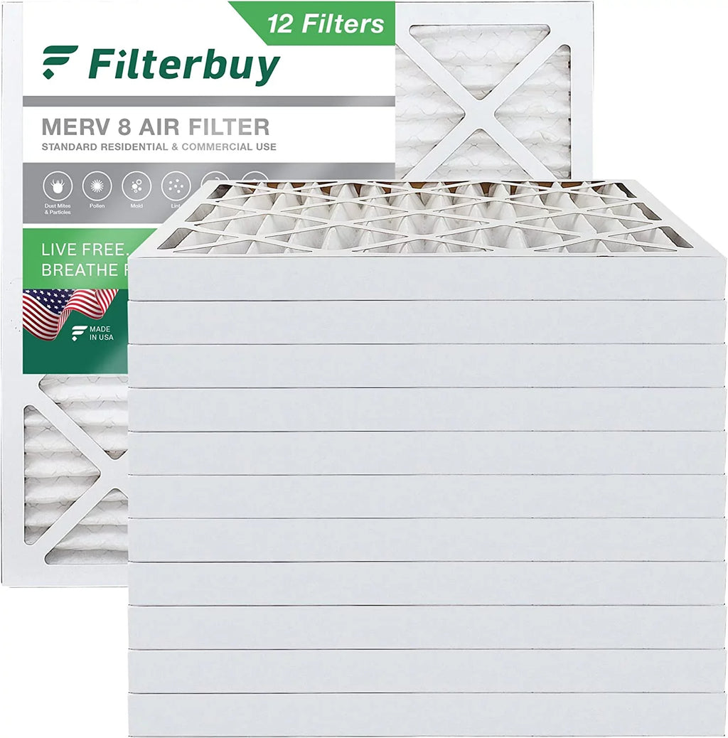 Filterbuy 15x15x2 MERV 8 Pleated HVAC AC Furnace Air Filters (12-Pack)
