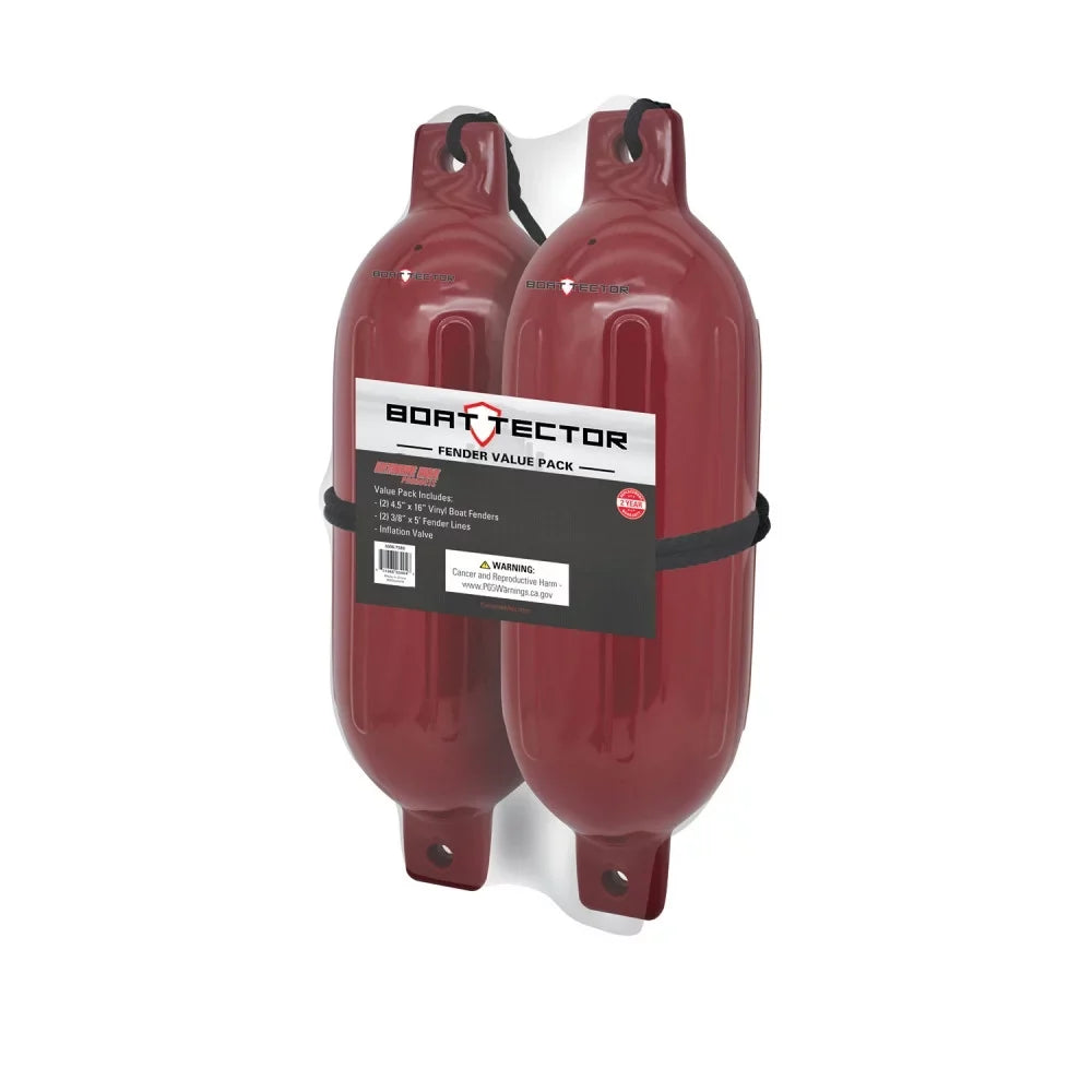 Extreme Max 3006.7589 BoatTector Inflatable Fender Value 2-Pack - 4.5" x 16", Cranberry