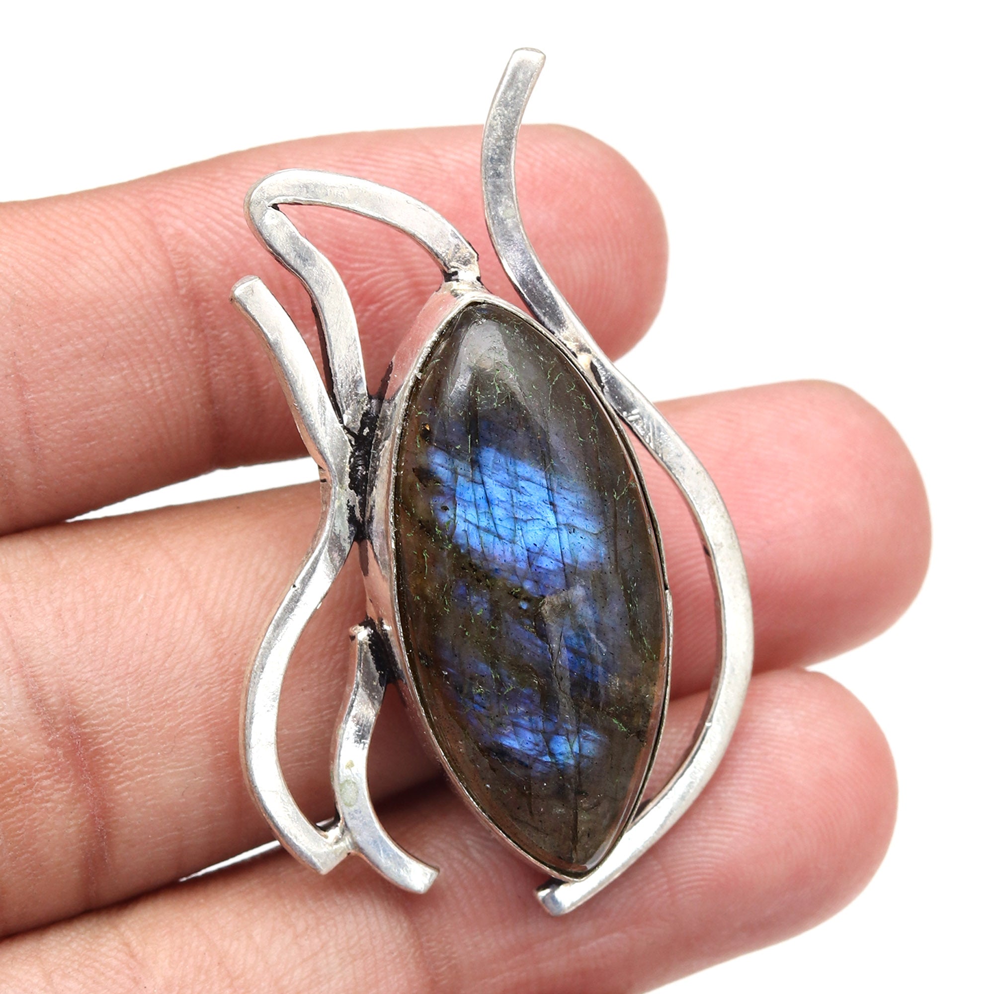 Silver 925 Sterling Garnet Gemstone Necklace Labradorite Jewelry Handmade