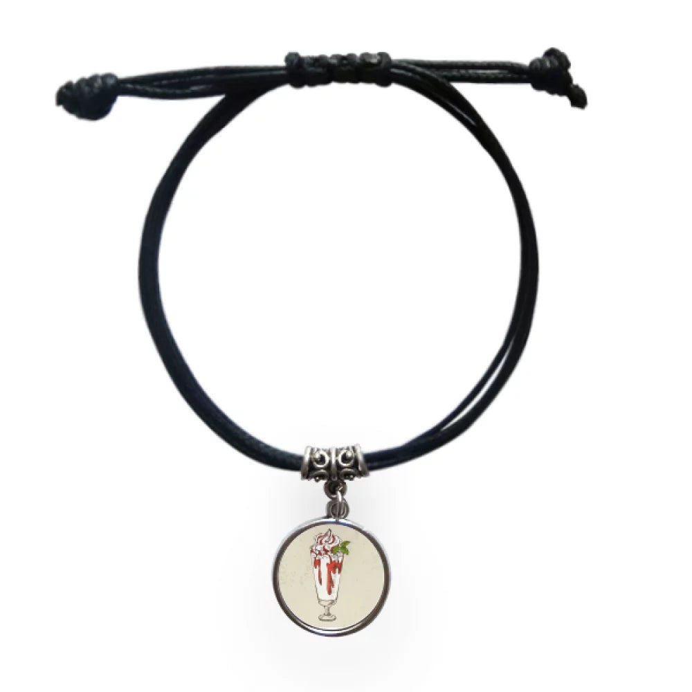 cup red white ice bracelet leather rope wristband black jewelry