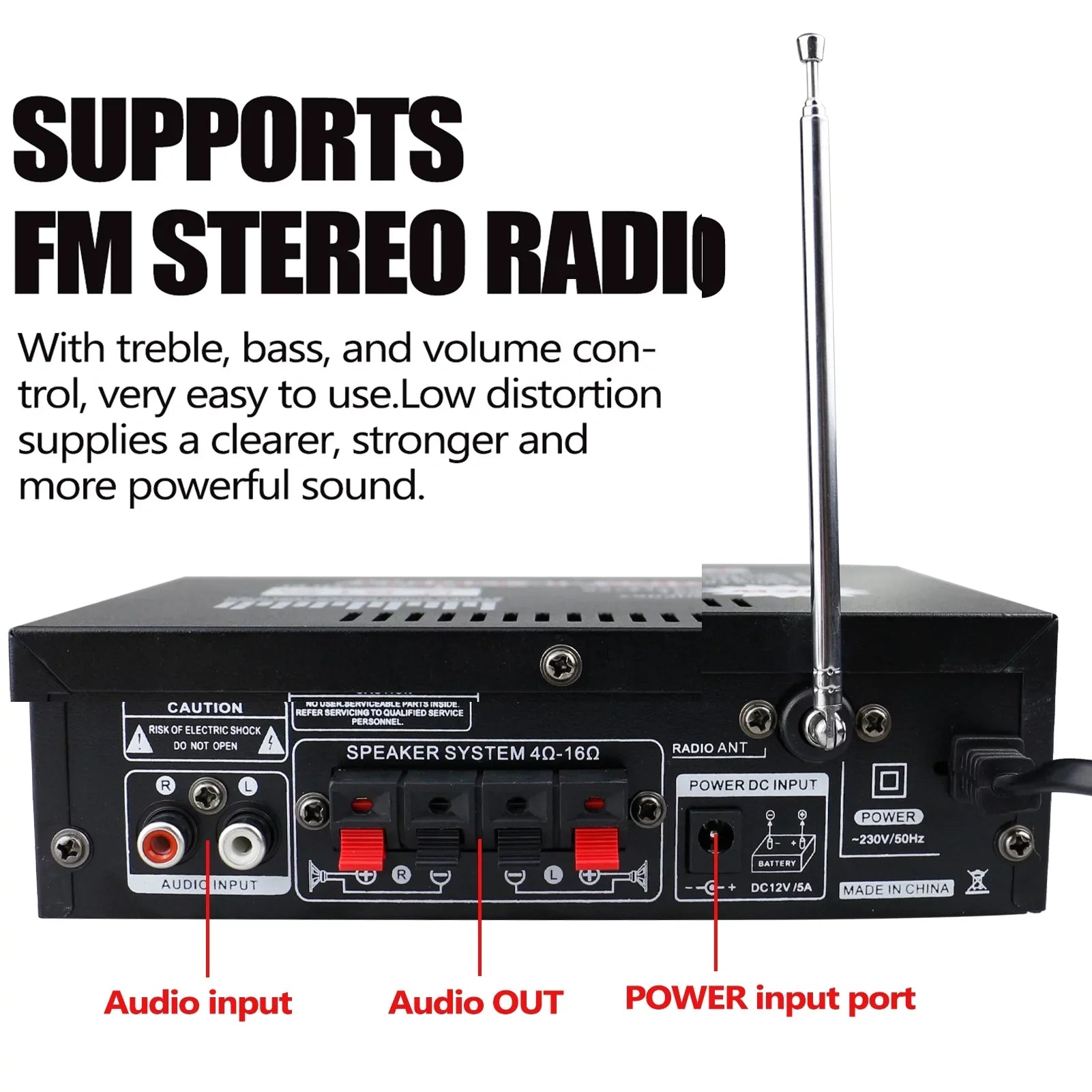 Dazzduo Sound Machine,2CH LCD Display Remote Audio Amplifier BT Radio Amplifier 600W Remote Audio Radio Portable Stereo Power Amplifier Audio HiFi Audio Stereo Car 600W Remote