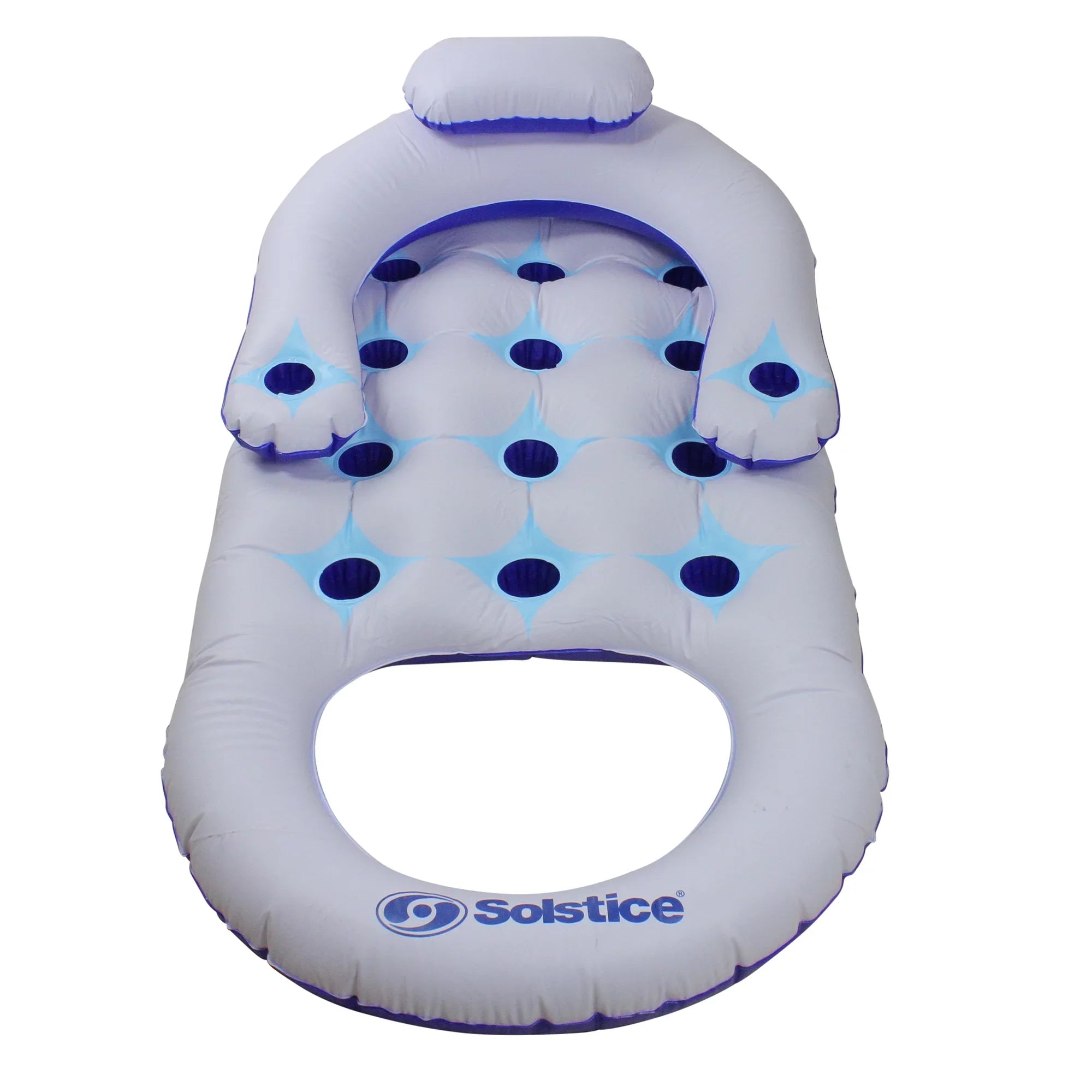 Swim Central 64-Inch Inflatable Solstice Blue and White Lounge Inflatable Swimming Pool Float