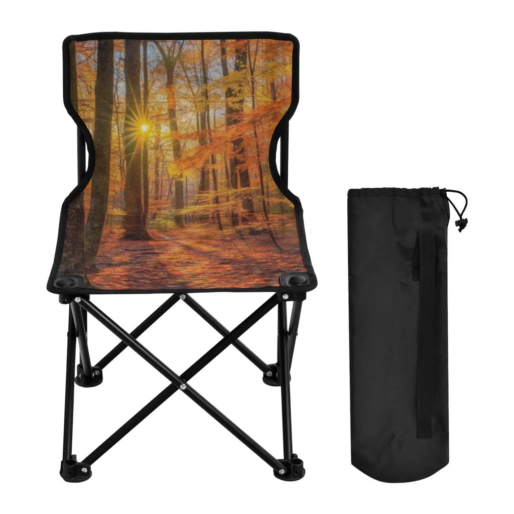 Autumn Leaves Forest Portable Camping Chair Outdoor Folding Beach Chair Fishing Chair Lawn Chair with Carry Bag Support to 220LBS