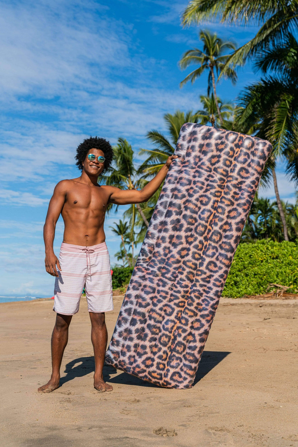 PoolCandy Safari Collection Brown Leopard Print Deluxe 74" Pool Raft