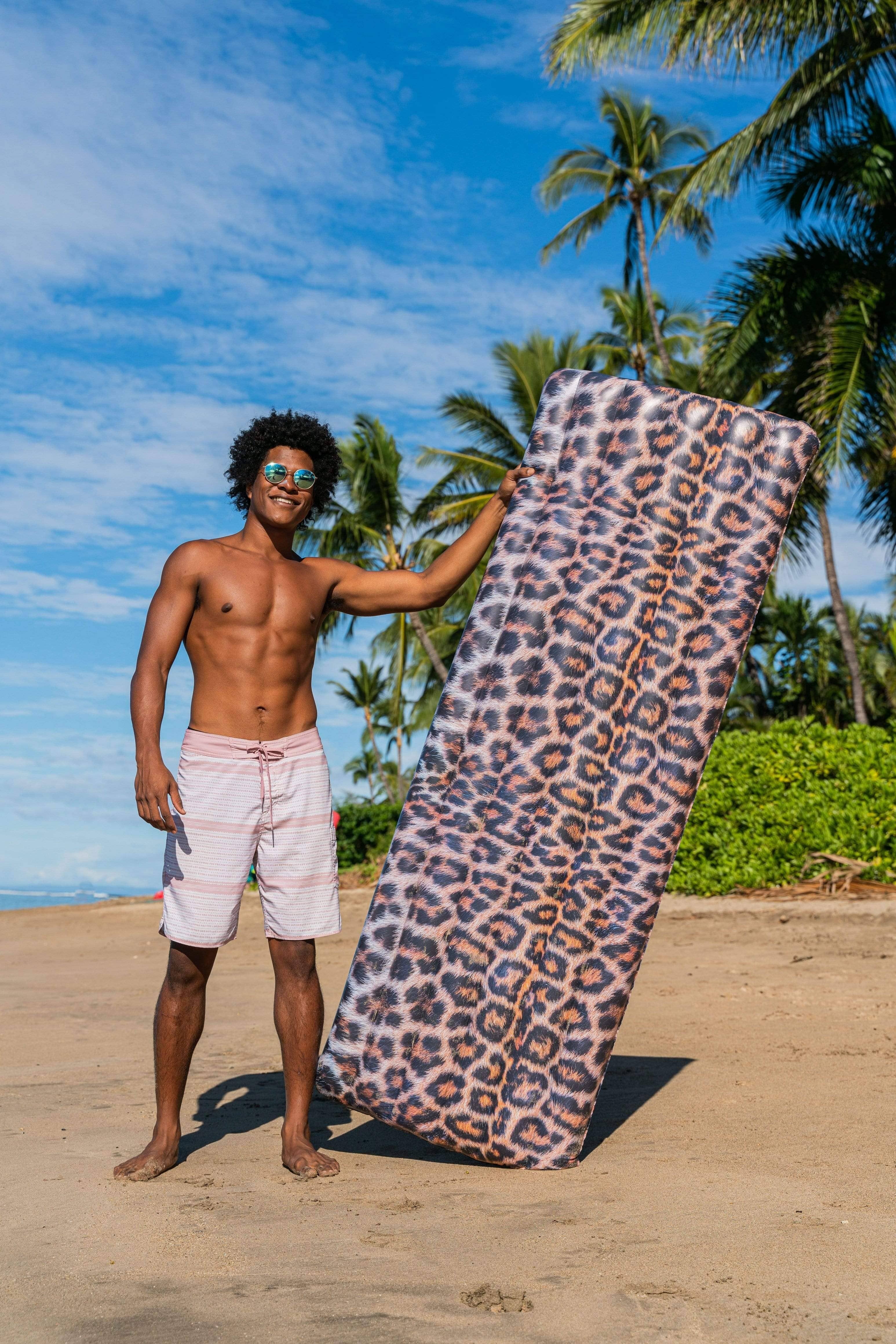 PoolCandy Safari Collection Brown Leopard Print Deluxe 74" Pool Raft