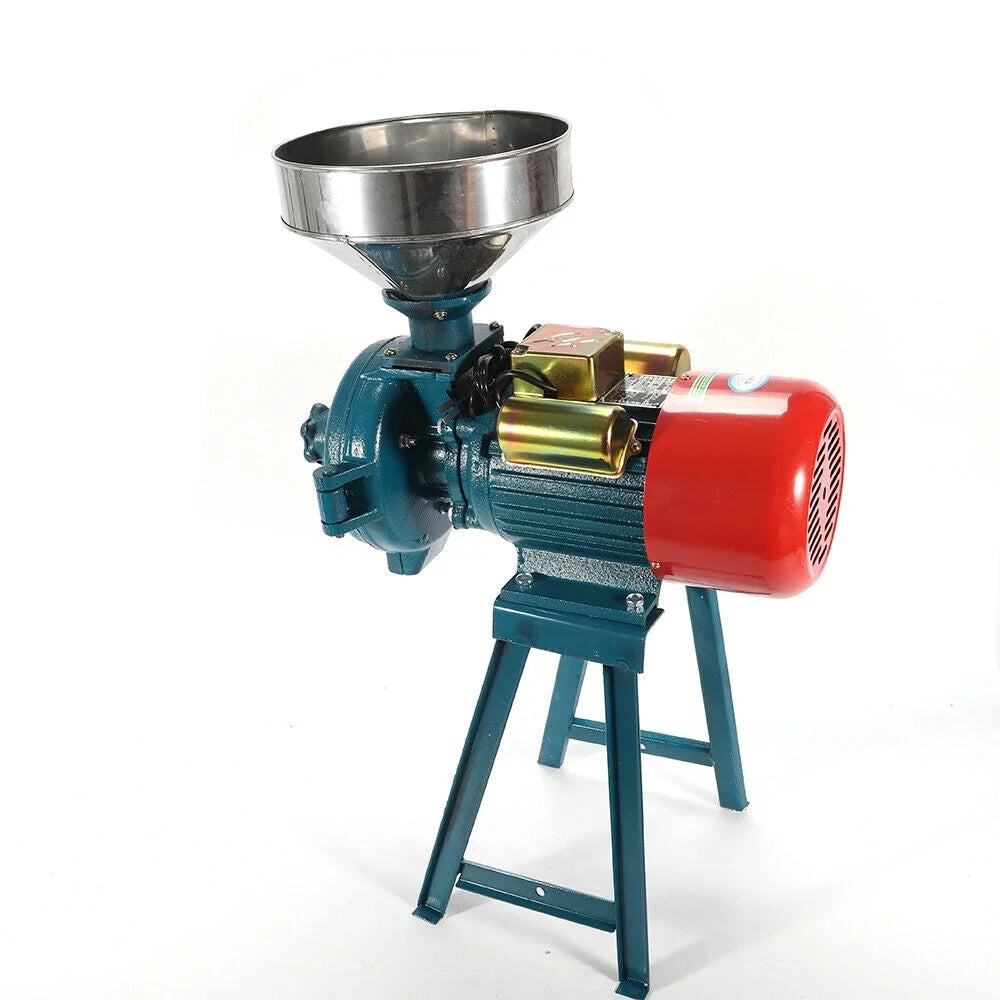 ZhdnBhnos 2200W 220V Electric Grain Flour Grinder Mill Commercial Heavy Duty Corn Wheat Cereal Dry Feed Grinder Pulverizer Machine w/ Funnel 1400r/Min