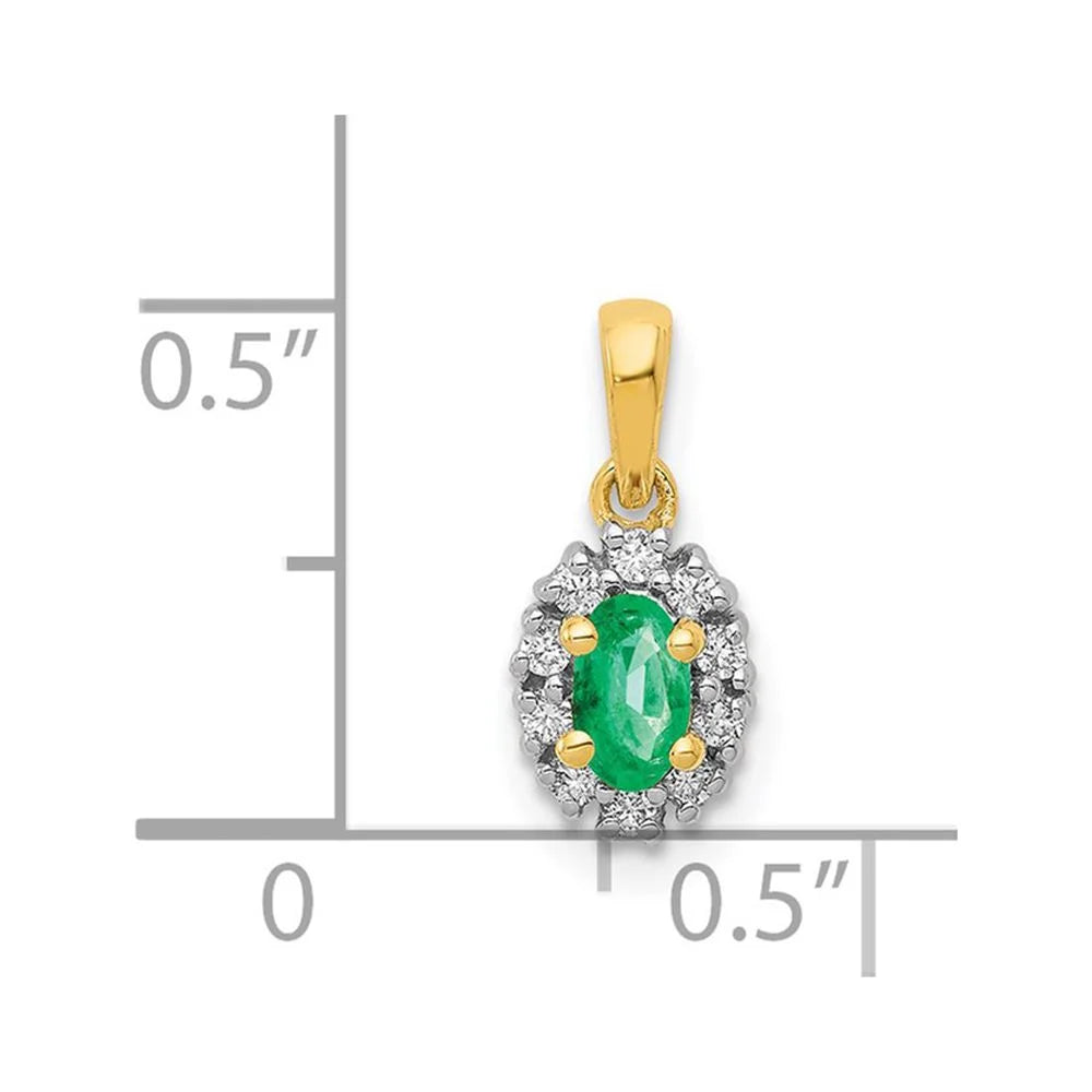 14k and Rhodium Diamond and Oval Emerald Pendant QPM5252-EM-010-YA