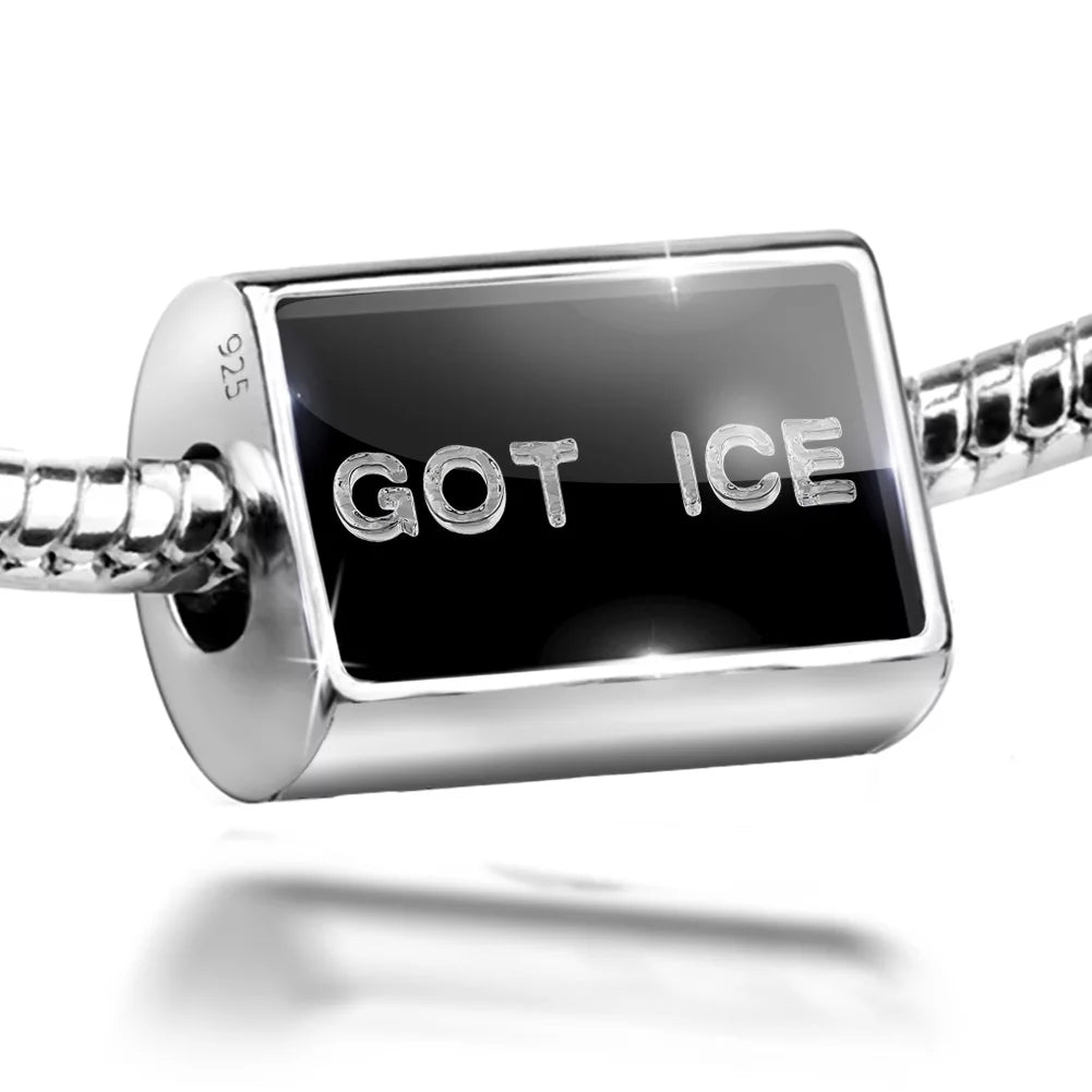 Neonblond Charm Got Ice Clear Ice Cubes on Black 925 Sterling Silver Bead