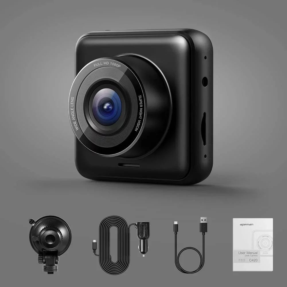 APEMAN Mini Dash Cam 1080P Dash Camera for Cars Recorder Super Night Vision, 170° Wide Angle, Motion Detection, Parking Monitoring, G-Sensor, Loop Recording