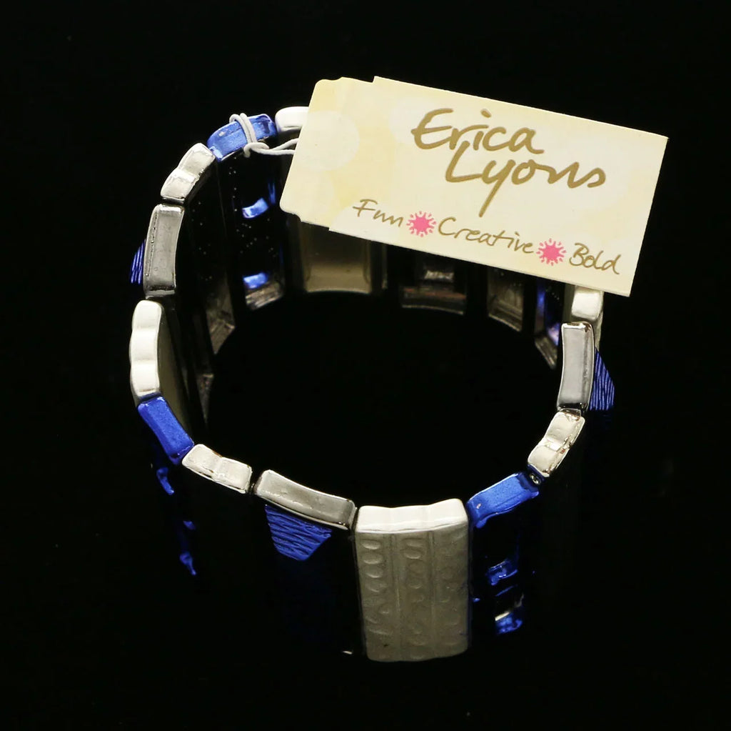 Erica Lyons Designer Stretch-Bracelet Silver-Tone & Blue