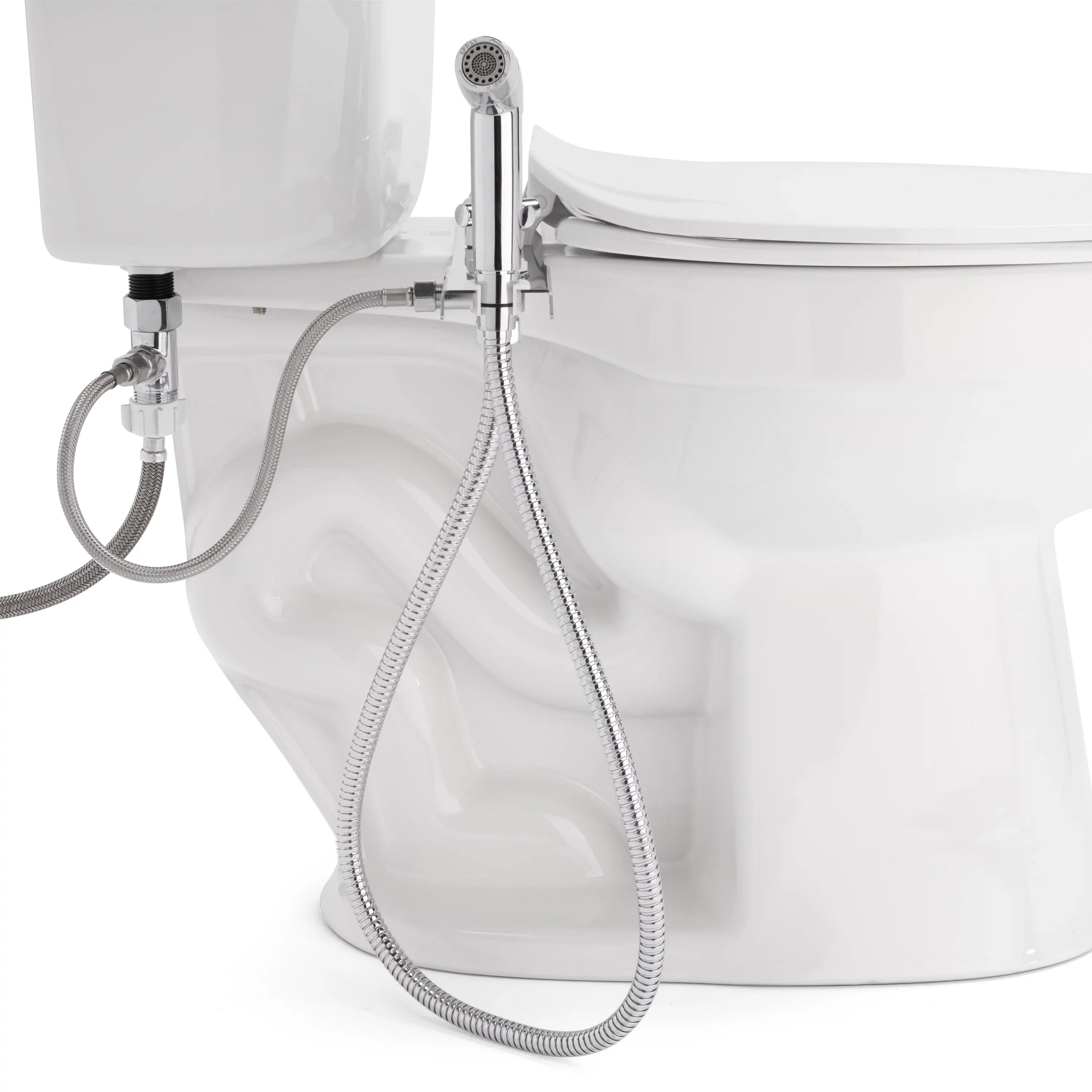 Brondell CleanSpa Easy Hand-Held Bidet Sprayer and Holster with Integrated Shut off in Silver