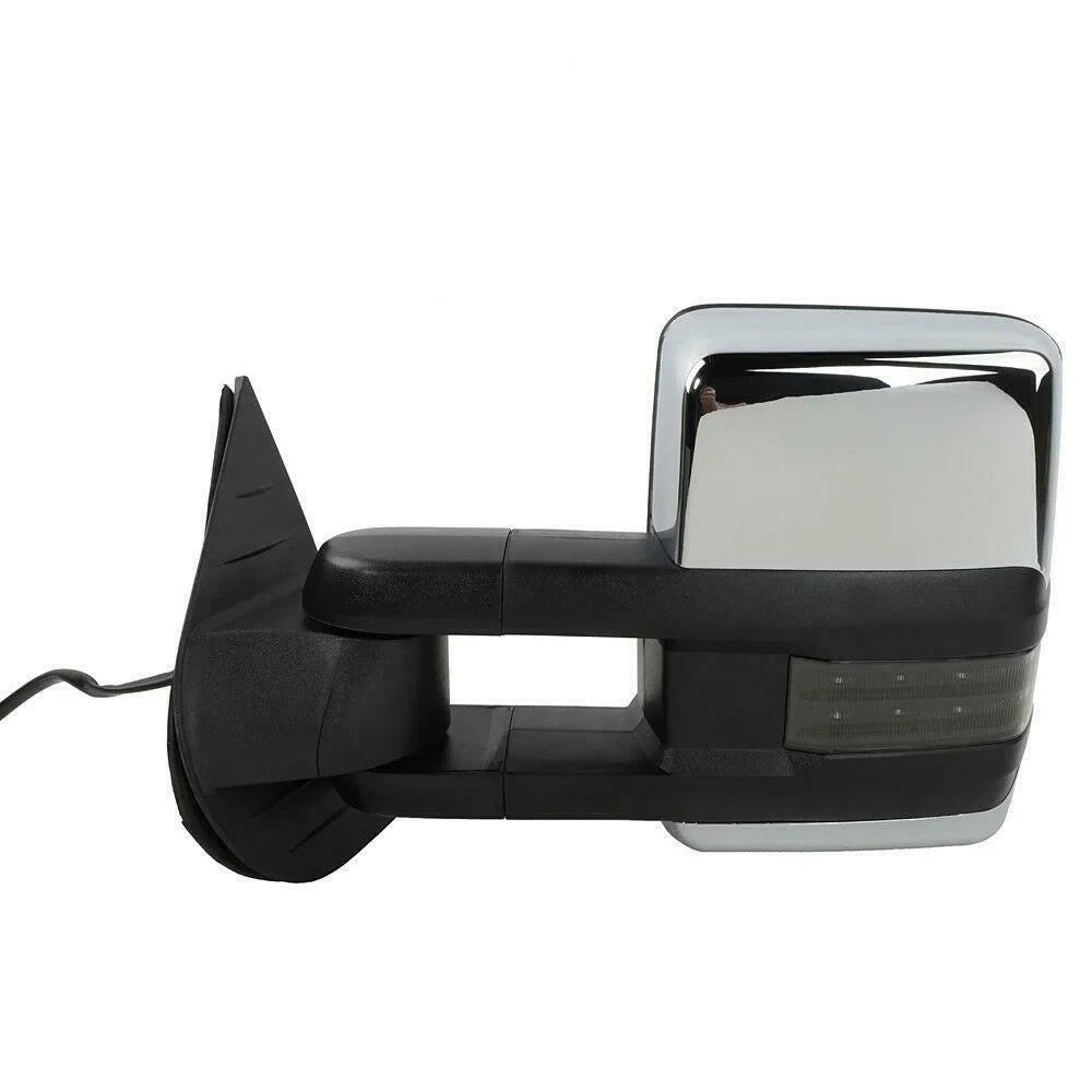 Power Heated Chrome Towing Mirrors For Chevrolet Gmc Led Signal&Backup Lamp