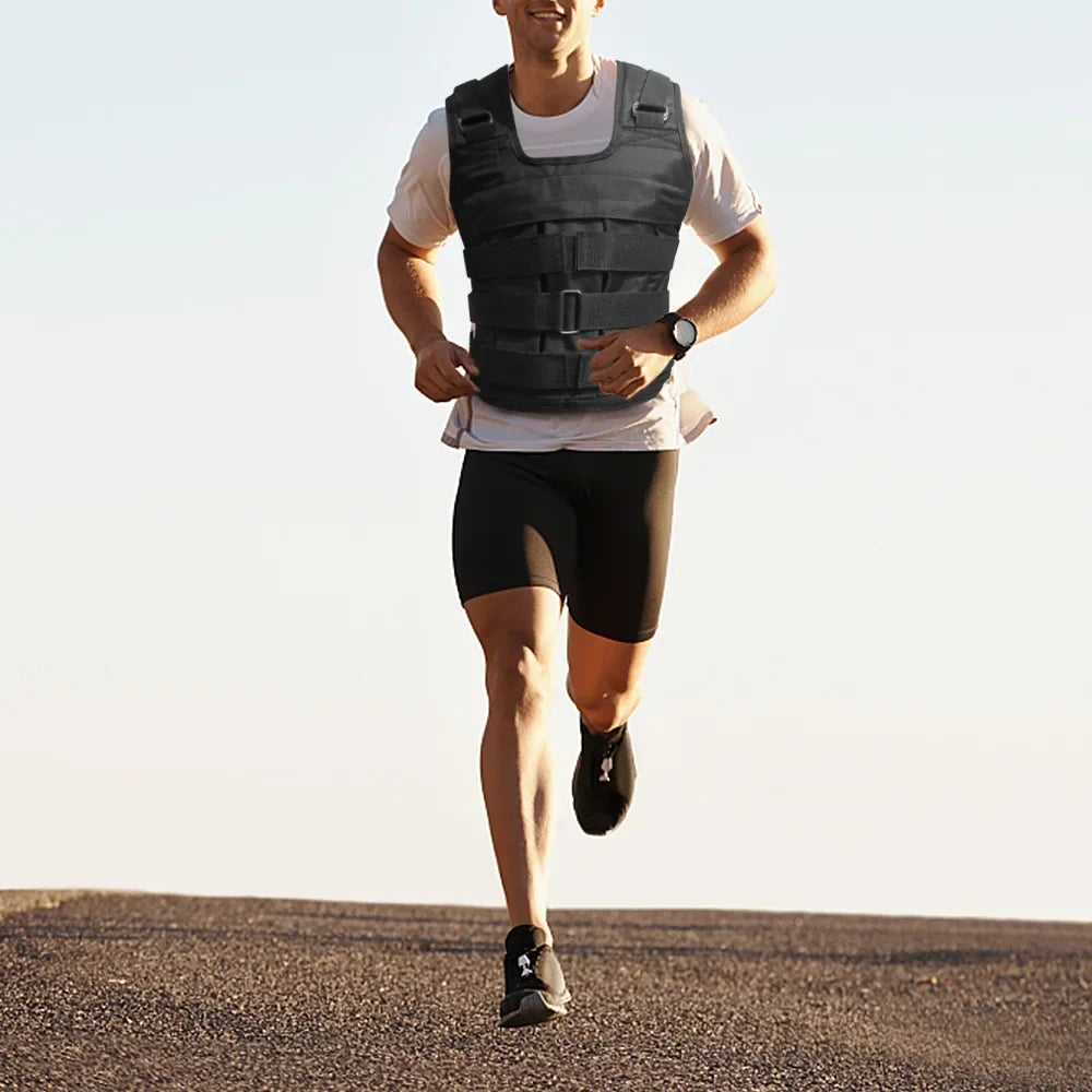 Adjustable Weighted Vest Weight Jacket Oxford Exercise Weight Loading Cloth Strength Training 50kg Max. Load (Empty)