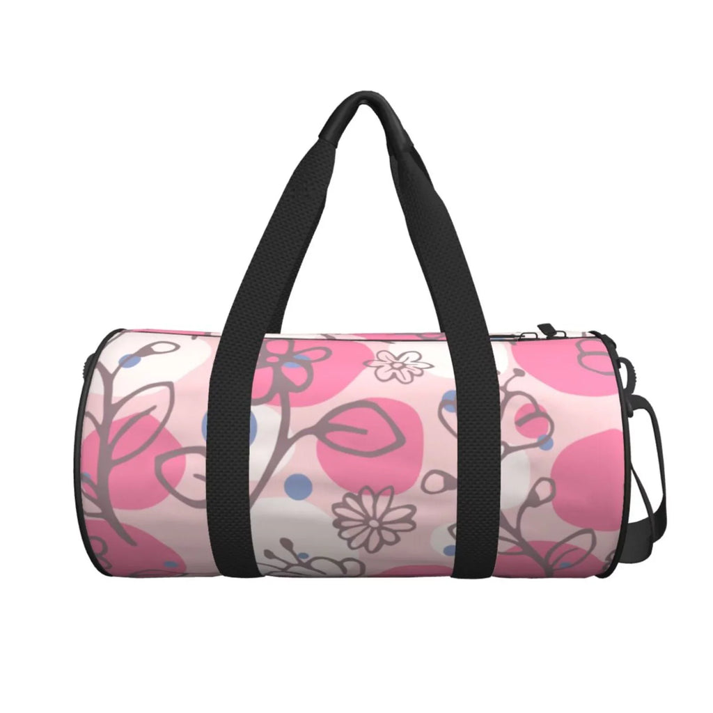 XMXT Unisex Large Sports Tote Gym Bag for Women, Flowers Floral Pink Stamp Weekenders Bags Travel Bag