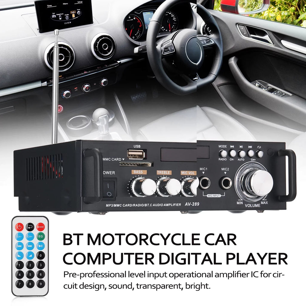 Dazzduo Sound Machine,2CH LCD Display Remote Audio Amplifier BT Radio Amplifier 600W Remote Audio Radio Portable Stereo Power Amplifier Audio HiFi Audio Stereo Car 600W Remote