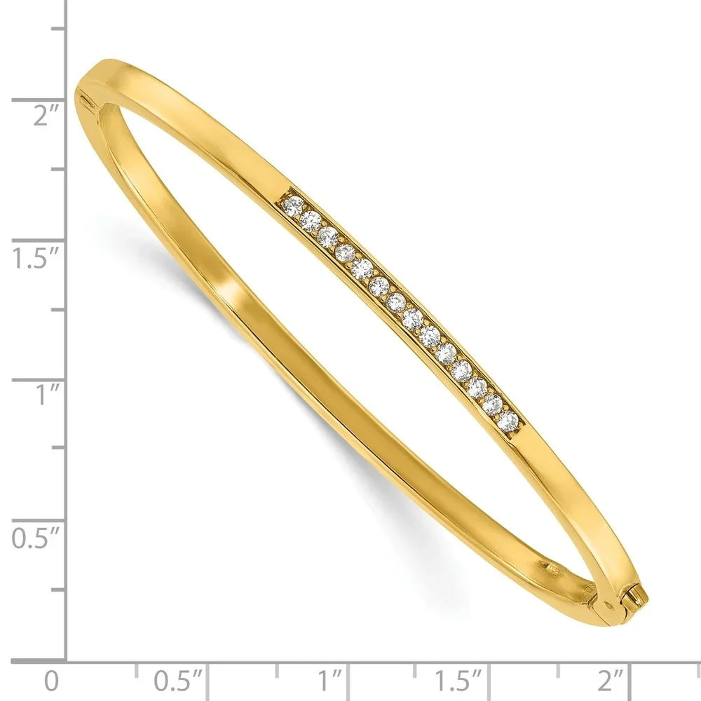 Auriga Fine Jewelry 925 Sterling Silver Polished Gold-tone CZ Hinged Bangle Bracelet for Women
