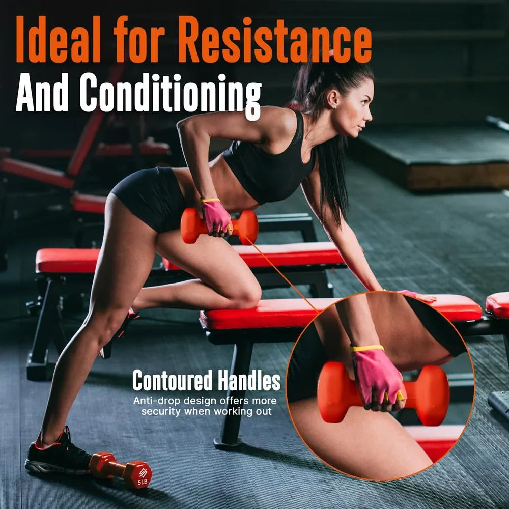 20 lbs. Neoprene Coated Dumbbell Set with Stand, Colour Gray, Black and Orange All Purpose Hand Weight Anti-Slip Hex Shape Dumbbell