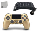 Pre-Owned Dual Shock Gold Gaming Controller For PS4 Console + Wireless Black Chatpad for PS4 Controller BOLT AXTION Bundle. (Refurbished: Like New)