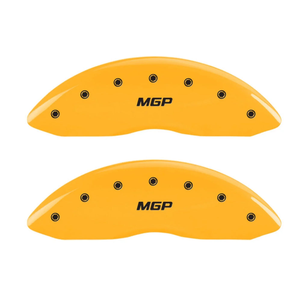 MGP 4 Caliper Covers Engraved Front & Rear MGP Yellow finish black ch Fits select: 2013 CHRYSLER 300, 2012 CHRYSLER 300C LIMITED
