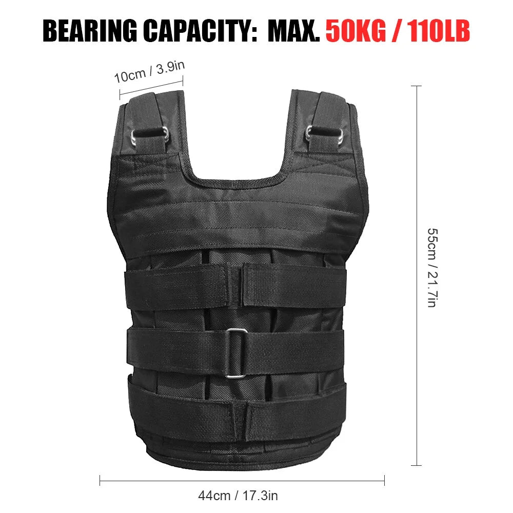 FlyFlise Adjustable Weighted Vest Weight Jacket Oxford Exercise Weight Loading Cloth Strength Training 50kg Max. Load (Empty)
