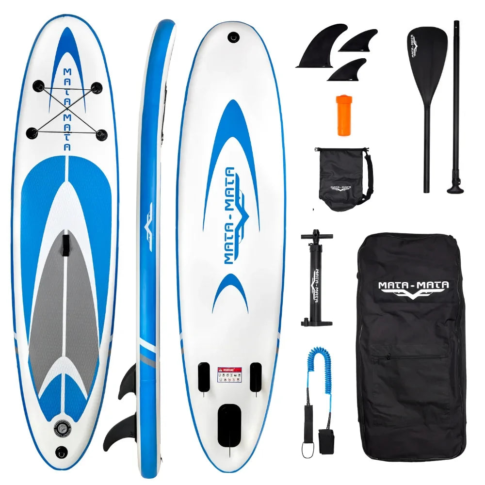 MATA MATA Blue Stream 10' Stand Up Paddle Board with Premium SUP Accessories & Backpack, Non-Slip Deck, Liquid Bag, Leash Paddle, and Hand Pump