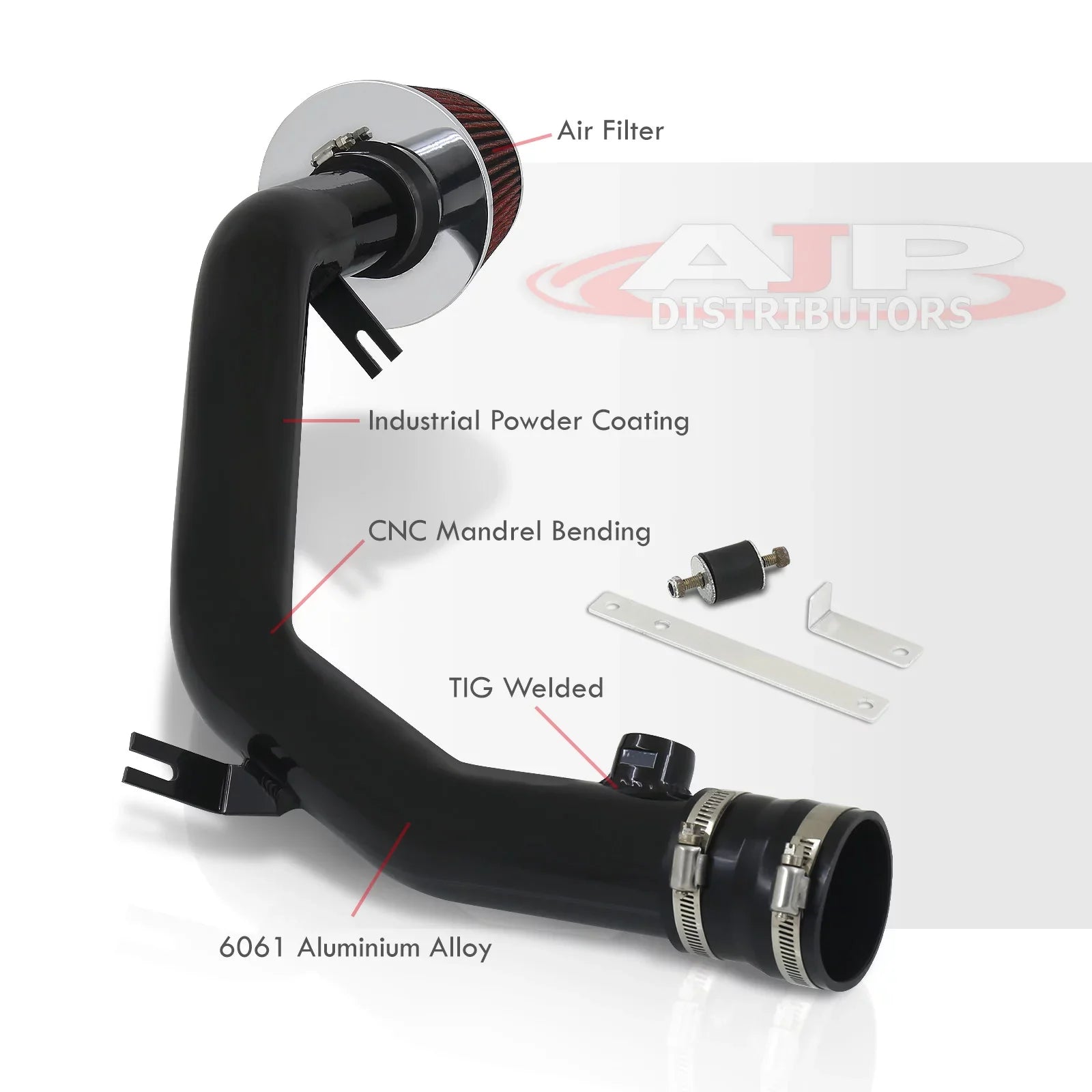 AJP Distributors Cold Air Intake CAI Induction System Kit Black Aluminum Channel Piping + Filter Compatible/Replacement For Volkswagen VW Golf GTI Jetta VR6 2.8L 12V 1998 1999 2000 2001 2002 2003 2004