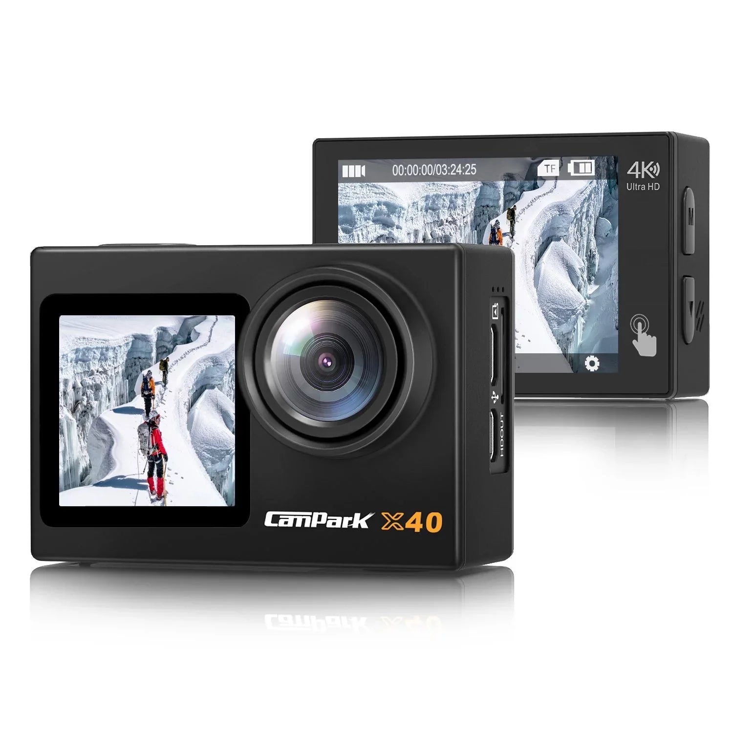 Campark 4K 30FPS Action Camera 20MP Sports Camera 131 Ft Fluid Fluid Camera WiFi Vlog Camera EIS 4.0 Zoom Support External Mic Remote Control