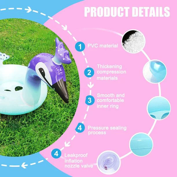 Ionale 48 Inches Inflatable Glitter Swimming Pool Toys Peacock Designed with Fast Valves Summer Fun Beach Party Lounge Raft Decorative Fluid Game for Kids