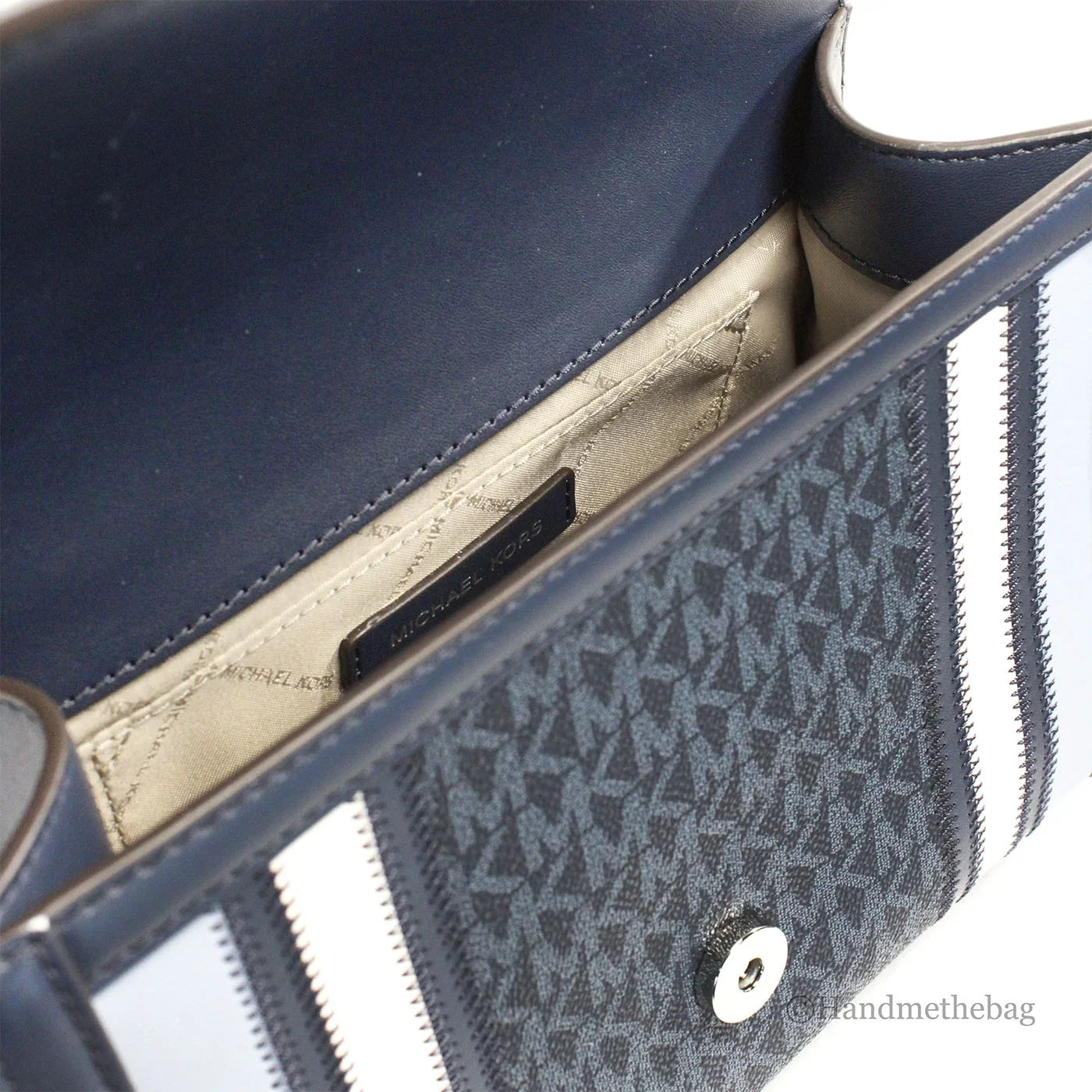 Michael Kors Whitney Medium Navy PVC Flap Chain Shoulder Bag Purse
