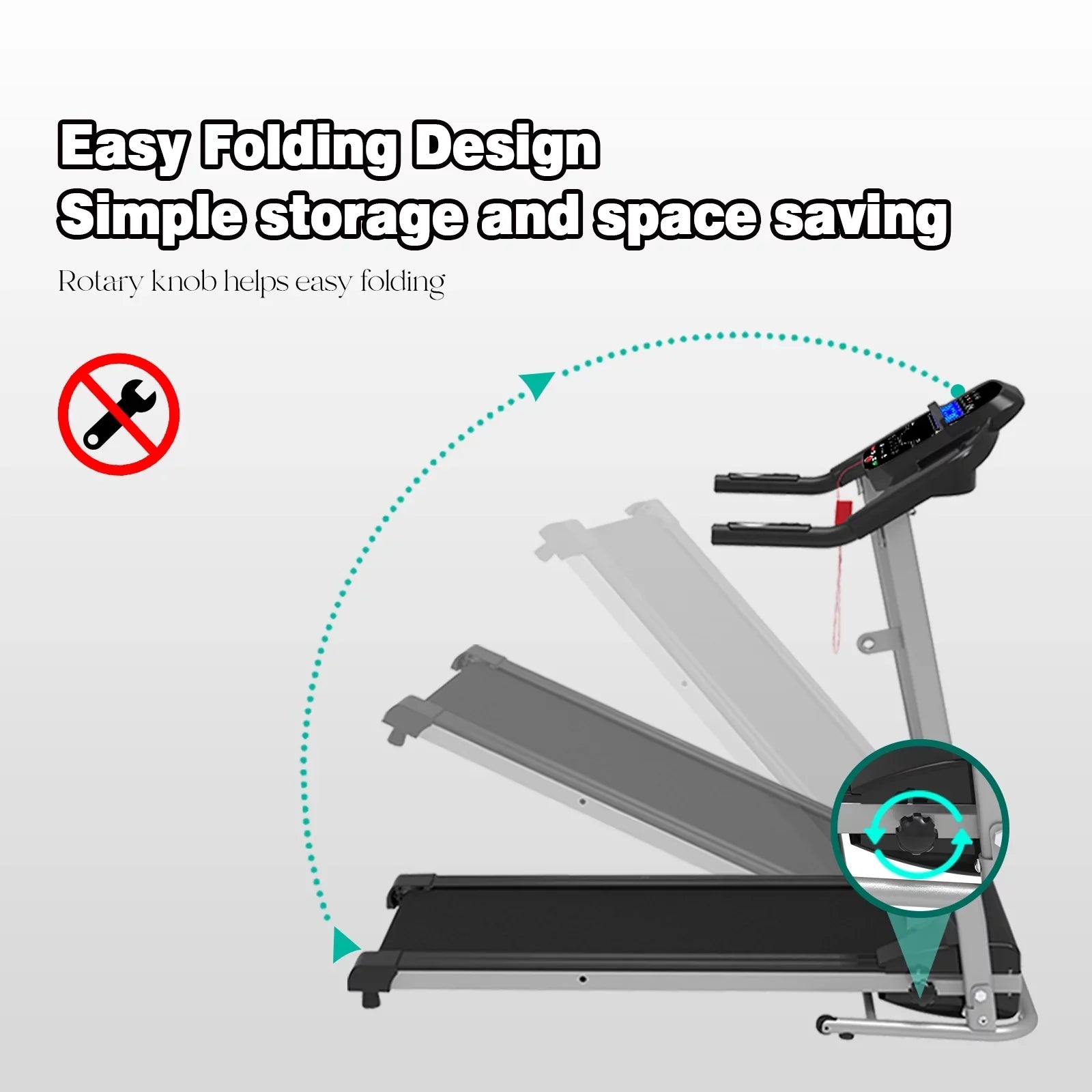 Dcenta Folding Treadmill for Small Apartment, Electric Motorized Running Machine for Gym Home, Fitness Workout Jogging Walking Easily Install, Space Save